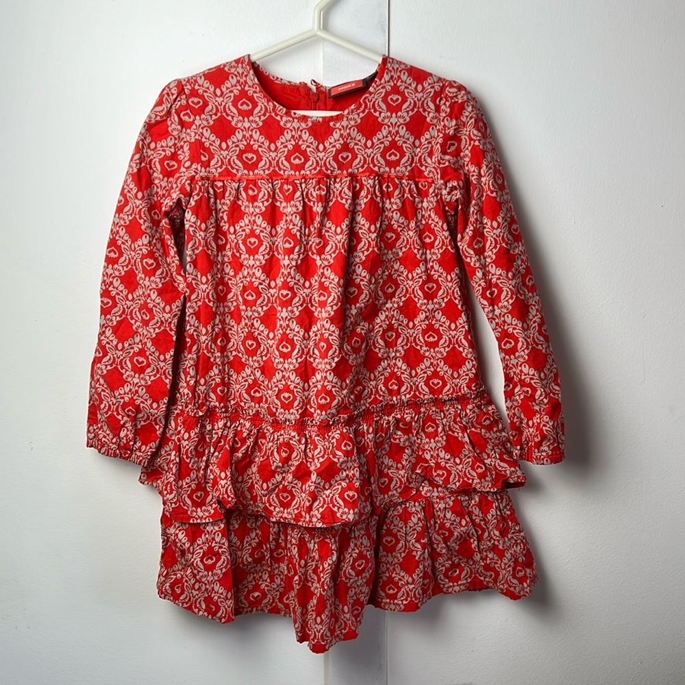 MEXX Red and White Patterned Long Sleeve Dress